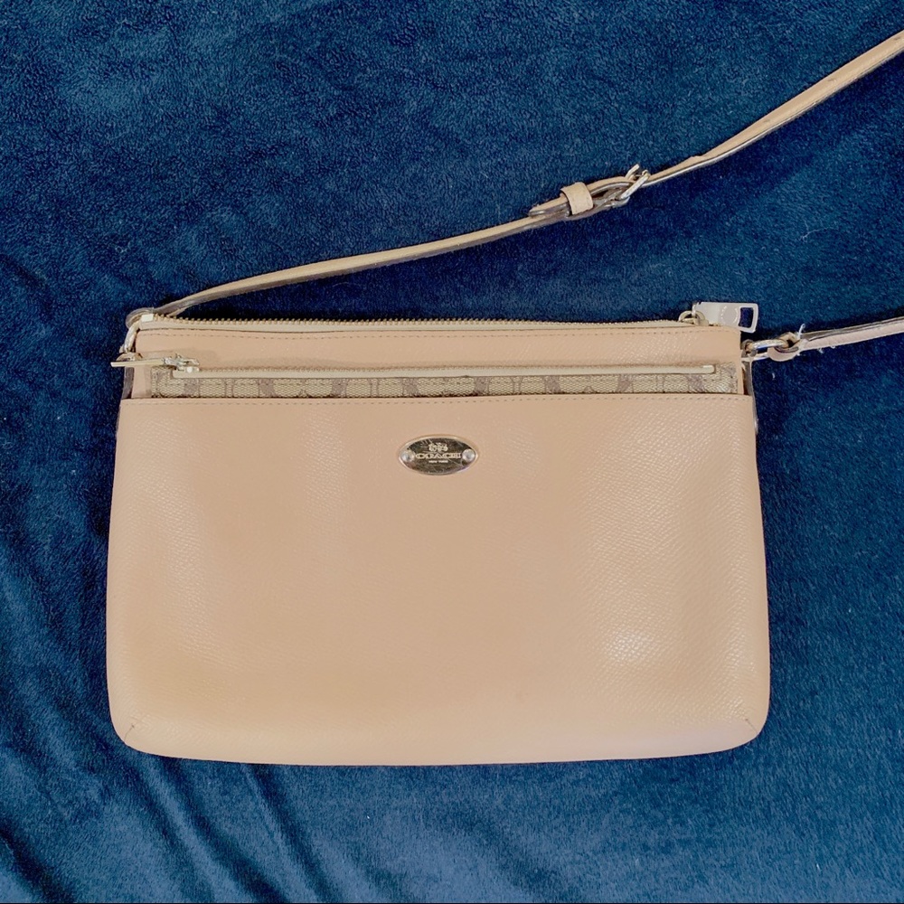 COACH Nude East West Crossbody with Pop Up Pouch